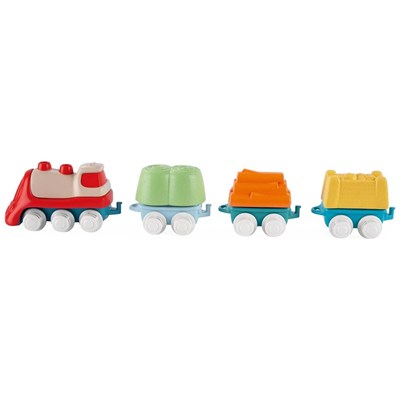 Place the shapes on the wagons!